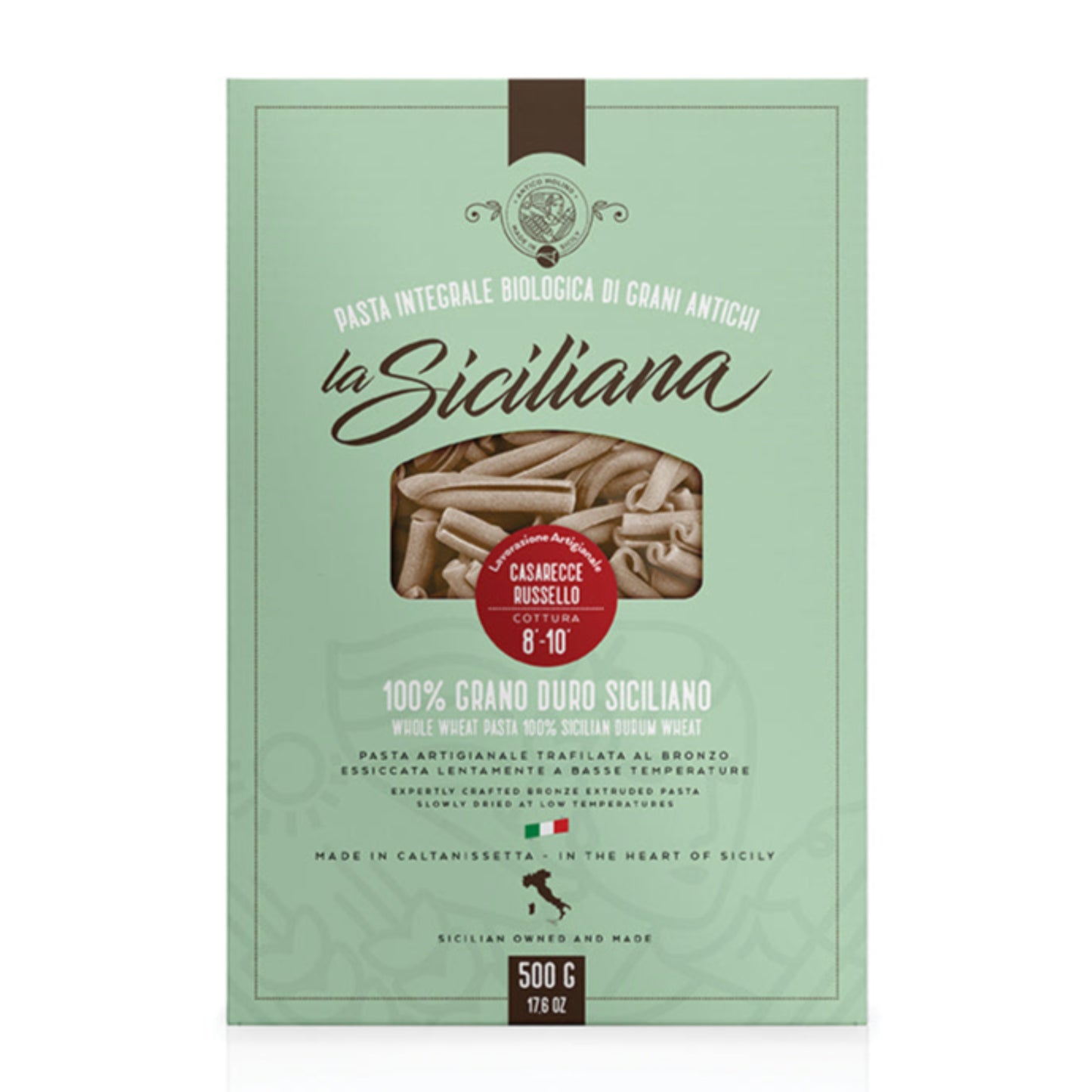 Italienska delikatesser siciliansk mat caserecce pasta ekologisk