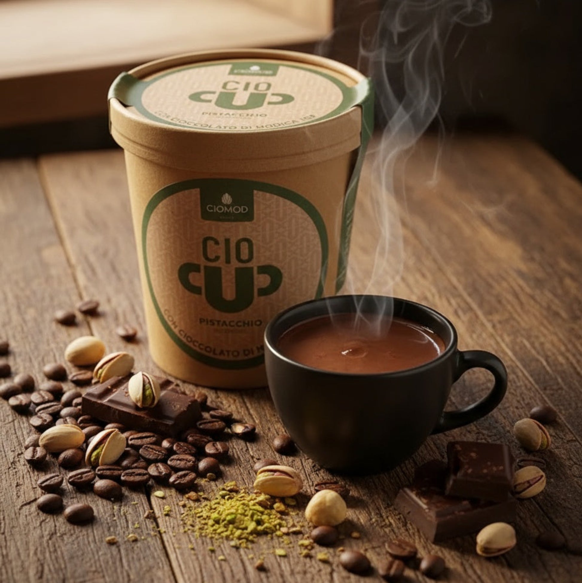 Varm siciliansk choklad pistage italiensk mat
