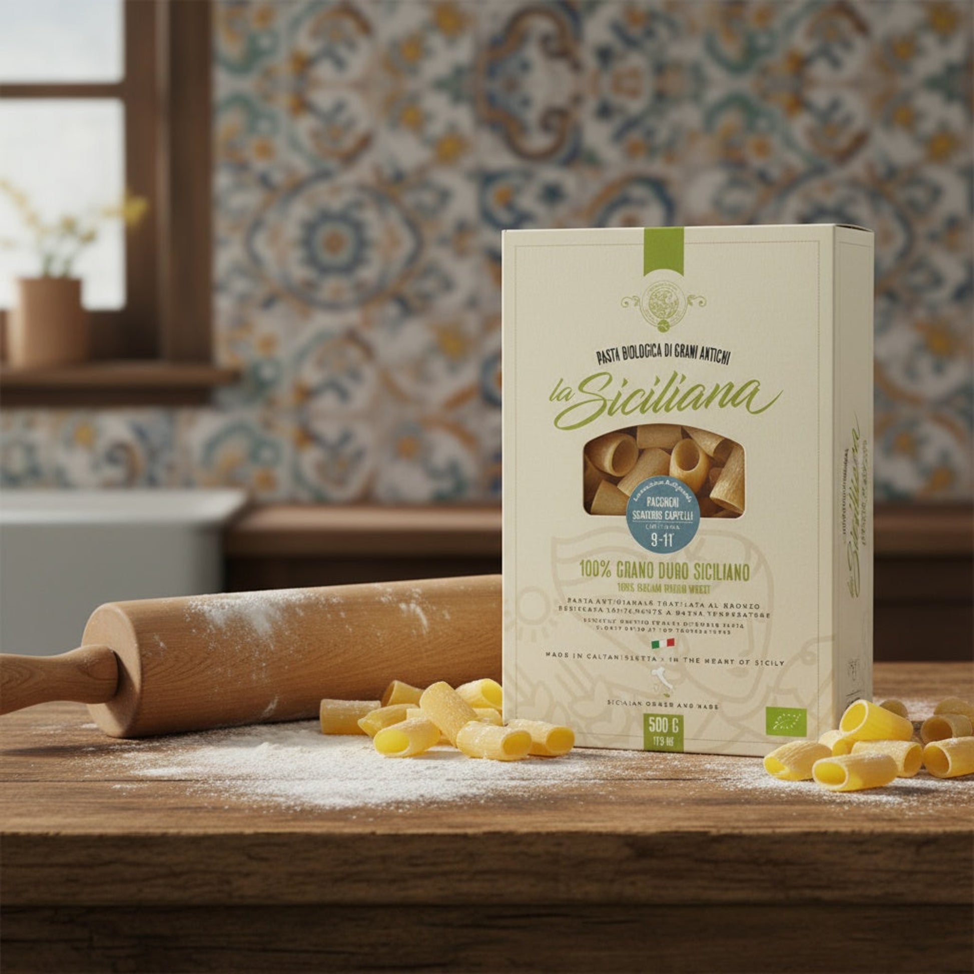 Paccheri Sicilien grani antichi italiensk mat