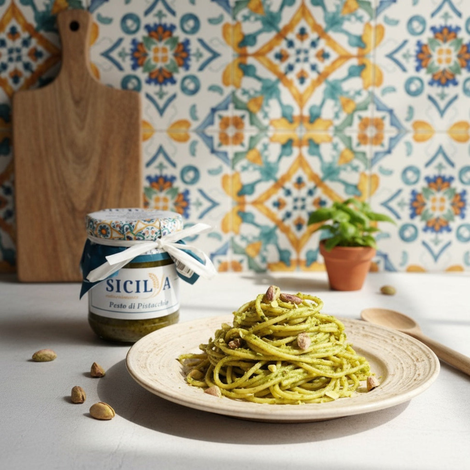 Pesto di pistacchio Sicilien italiensk mat