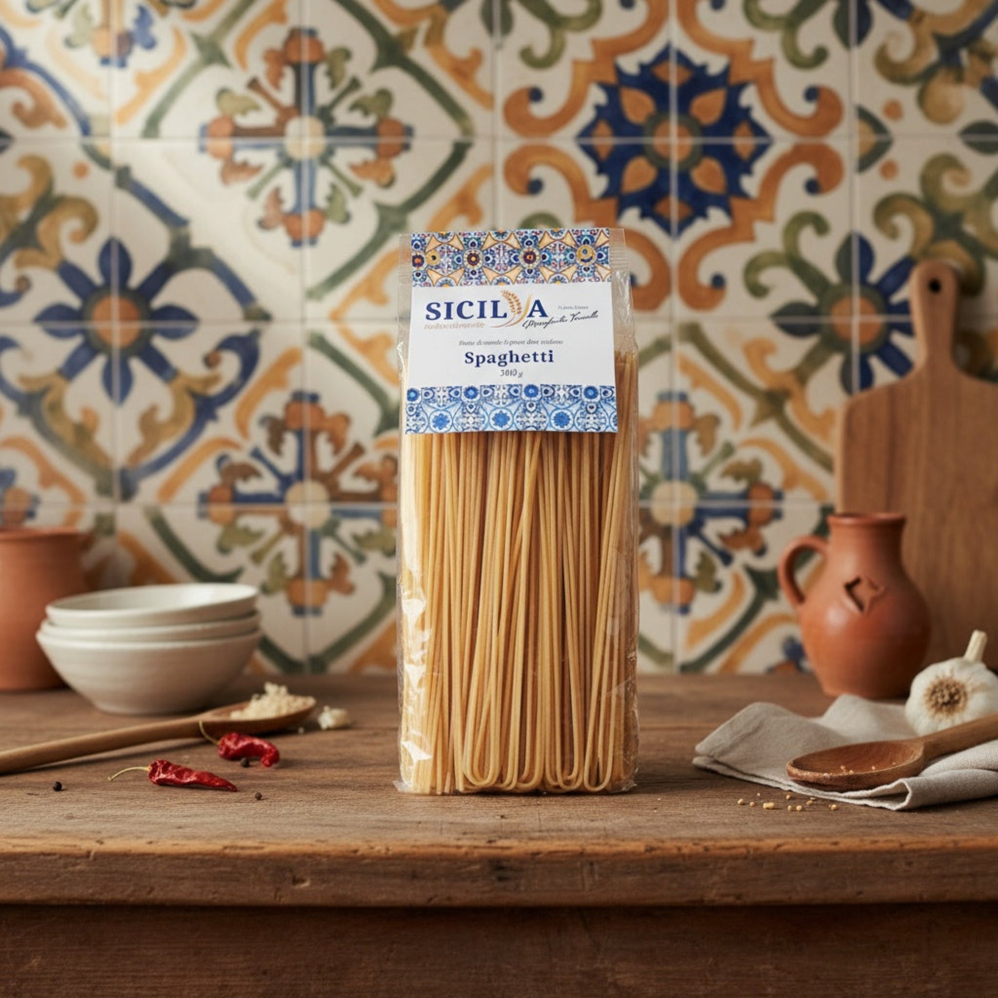 Spaghetti Sicilien italiensk mat