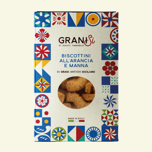 Italienska delikatesser siciliansk mat biscotti med apelsinsmak framifrån